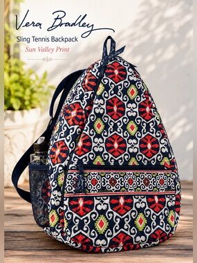 Vera Bradley Sun Valley Sling Tennis Backpack Crossbody Quilted Travel Bag